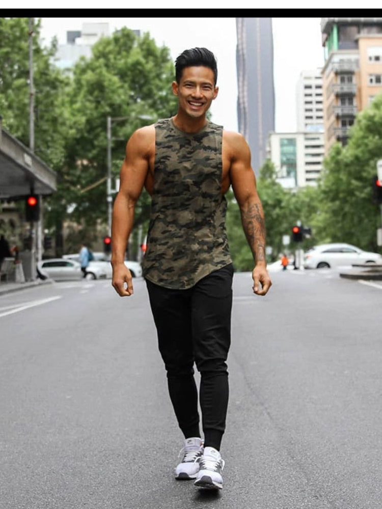 Muscle Fitness Quick-Drying Camouflage Vest Men's Summer New Casual Ru ...
