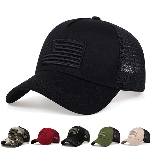 Fashion American Flag Embroidery Baseball Net Caps Spring and Summer Outdoor Adjustable Casual Hats Sunscreen Hat